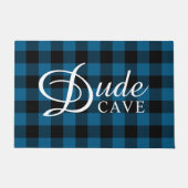 Jongens Dorm Kerel Cave Rustic Cabin Block Squares Deurmat (Voorkant)