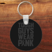 Jongens Draag Roze Borstkanker Bewustzijn Mannen B Sleutelhanger (Voorkant)