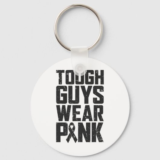 Jongens Draag Roze Borstkanker Bewustzijn Mannen B Sleutelhanger (Voorkant)