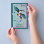 JONGENS DRAGON Baby Shower Geslacht Reveal Uitnodi Flyer (Hand)