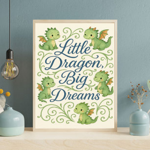 Jongens Dragon Nursery Kleine Draak Grote Dromen Poster