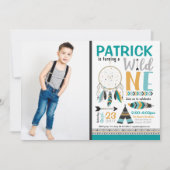 Jongens Dreamcatcher Wild ONE 1e verjaardag Uitnod Kaart (Voorkant)