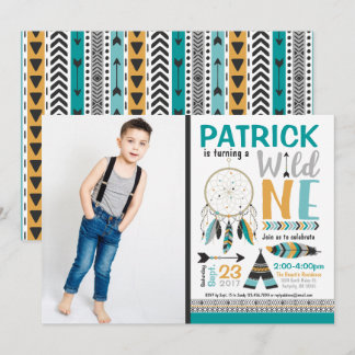 Jongens Dreamcatcher Wild ONE 1e verjaardag Uitnod Kaart