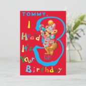 Jongens drie jaar oud gepersonaliseerde Kaart. Bedankkaart (Staand voorkant)