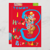 Jongens drie jaar oud gepersonaliseerde Kaart. Bedankkaart (Voorkant / Achterkant)