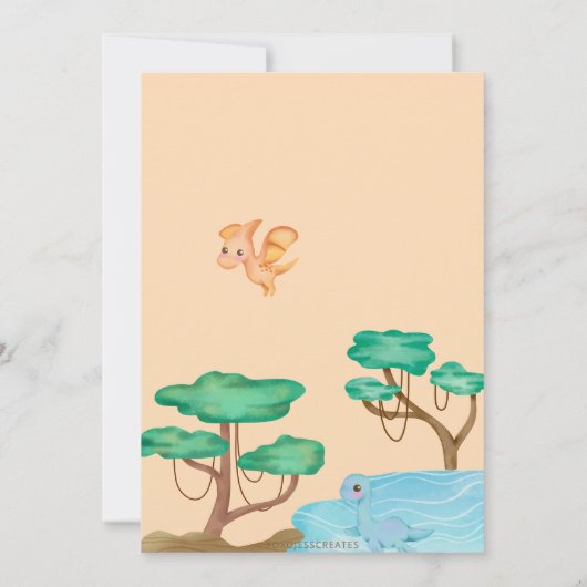 Jongens Drie Rex Derde Verjaardag Uitnodigen Kaart (Achterkant)