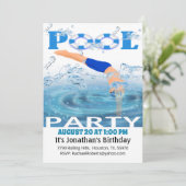 Jongens Duiken Pool Party Kaart (Staand voorkant)