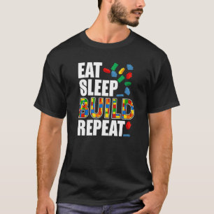 Jongens Eat Sleep Build Herhaal Funny Building Blo T-shirt