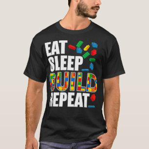 Jongens Eat Sleep Build Herhaal Funny Building Blo T-shirt