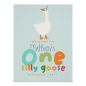 Jongens Een Gekke Gans 1e Verjaardag Welkom Teken Perfect Poster (Voorkant)