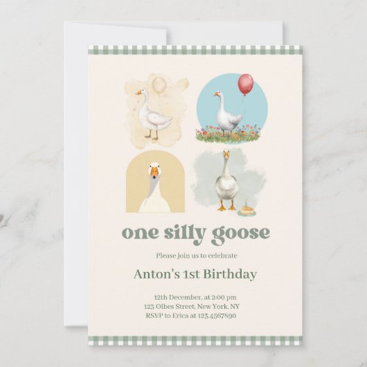 Jongens Een Gekke Goose Blue Eerste Verjaardag Gin Kaart (Voorkant)