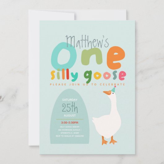Jongens een Gekke Goose Blue eerste verjaardag Kaart (Voorkant)