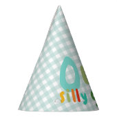 Jongens Een Gekke Goose Blue Gingham 1e verjaardag Feesthoedjes (Links)