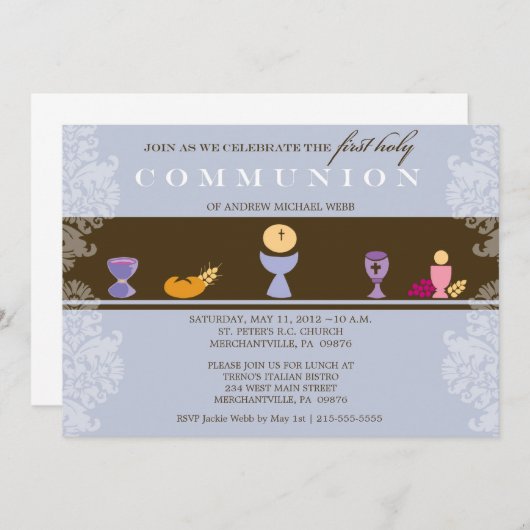 Jongen's eerste communiqué kaart (Voorkant / Achterkant)