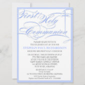 Jongen's eerste communiqué-uitnodiging blauw kaart (Voorkant)