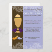 Jongens eerste communiqué-uitnodiging kaart (Voorkant / Achterkant)