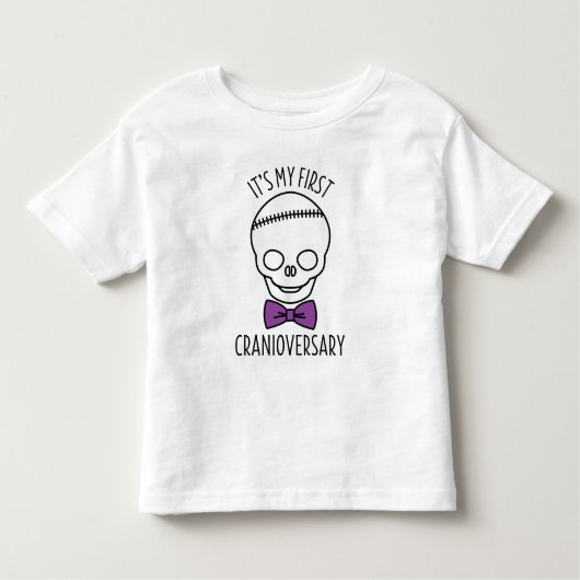 Jongens Eerste Cranioversary Schedel met Bowtie Kinder Shirts (Voorkant)