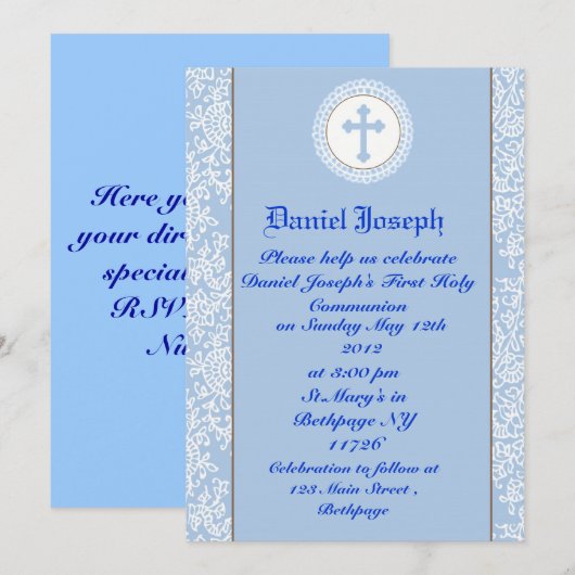 Jongens Eerste Heilige Communauteit Uitnodigingen (Voorkant / Achterkant)