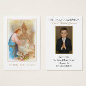 Jongen's Eerste Heilige Communie Keepsake met Foto Visitekaartje (Voorkant /achterkant)