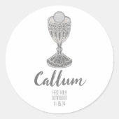 Jongens Eerste Heilige Communie Ronde Sticker (Voorkant)