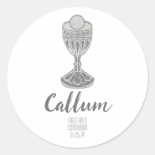 Jongens Eerste Heilige Communie Ronde Sticker (Voorkant)