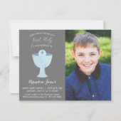 Jongens eerste Heilige Communie Uitnodiging met fo (Voorkant)