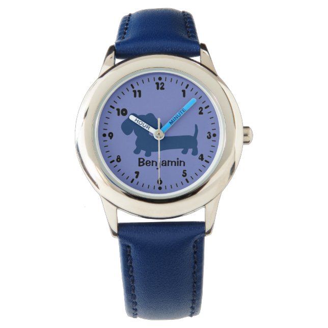 Jongens Eerste Horloge - Dachshund Theme & geperso (Voorkant)