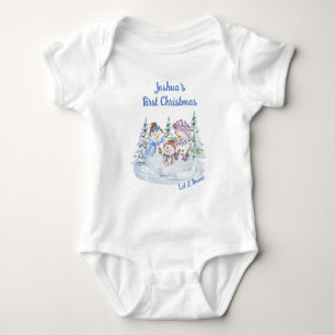 Jongen's eerste kerst Merry Sneeuwman Laat het sne Romper