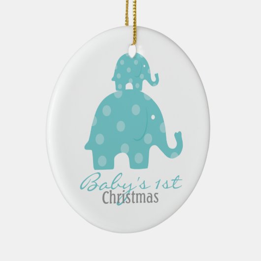 Jongens eerste kerstjaar - olifanten keramisch ornament (Rechts)