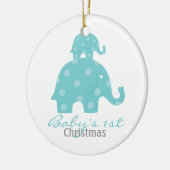 Jongens eerste kerstjaar - olifanten keramisch ornament (Links)