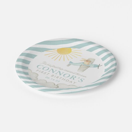 Jongens eerste reis rond de zon papieren bordje (Gekanteld)