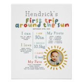 Jongens eerste reis rond de zon verjaardag mijlpaa perfect poster (Voorkant)