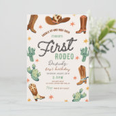 Jongen's eerste Rodeo Verjaardag Cowboy Schattigee Kaart (Staand voorkant)