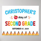 Jongens eerste schooldag tweede klas poster (Voorkant)