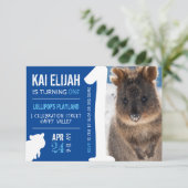 Jongens Eerste Verjaardag Blue Quokka Australië Fo Kaart (Staand voorkant)