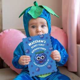 Jongens eerste verjaardag bosbes 1e baby kaart