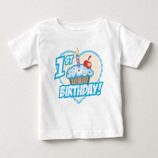 Jongens Eerste Verjaardag Cupcake T-shirt (Voorkant)
