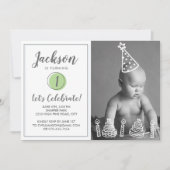 Jongen's eerste verjaardag Fotokaarsen Cake Kaart (Voorkant)