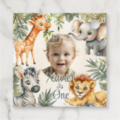 Jongens eerste verjaardag - Oerwoud Safari Favorie Bedankjes Labels (Achterkant)