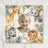 Jongens eerste verjaardag - Oerwoud Safari Favorie Bedankjes Labels (Voorkant)