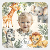 Jongens eerste verjaardag - Oerwoud Safari Sticker (Voorkant)
