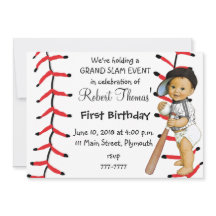 Jongen's eerste verjaardag Uitnodiging Baseball