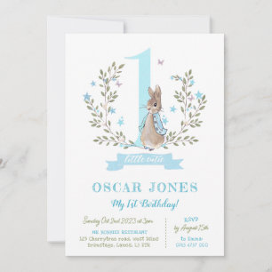 Jongens eerste verjaardag uitnodiging, Peter konij Kaart