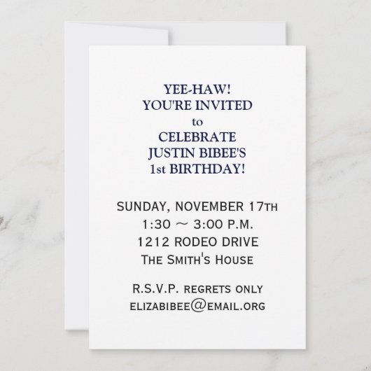 Jongens eerste verjaardag uitnodigingen (Achterkant)