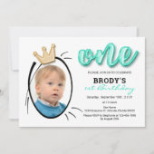 Jongens eerste verjaardagsfeestje, minimalistische kaart (Voorkant)