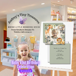 Jongens eerste verjaardagsuitnodiging - Oerwoud Sa Kaart