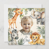 Jongens eerste verjaardagsuitnodiging - Oerwoud Sa Kaart (Voorkant)