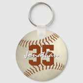 Jongen's eigen naam jersey-nummer honkbal sleutelhanger (Voorkant)