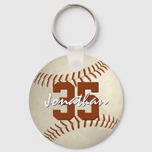 Jongen's eigen naam jersey-nummer honkbal sleutelhanger (Voorkant)