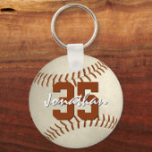 Jongen's eigen naam jersey-nummer honkbal sleutelhanger (Voorkant)